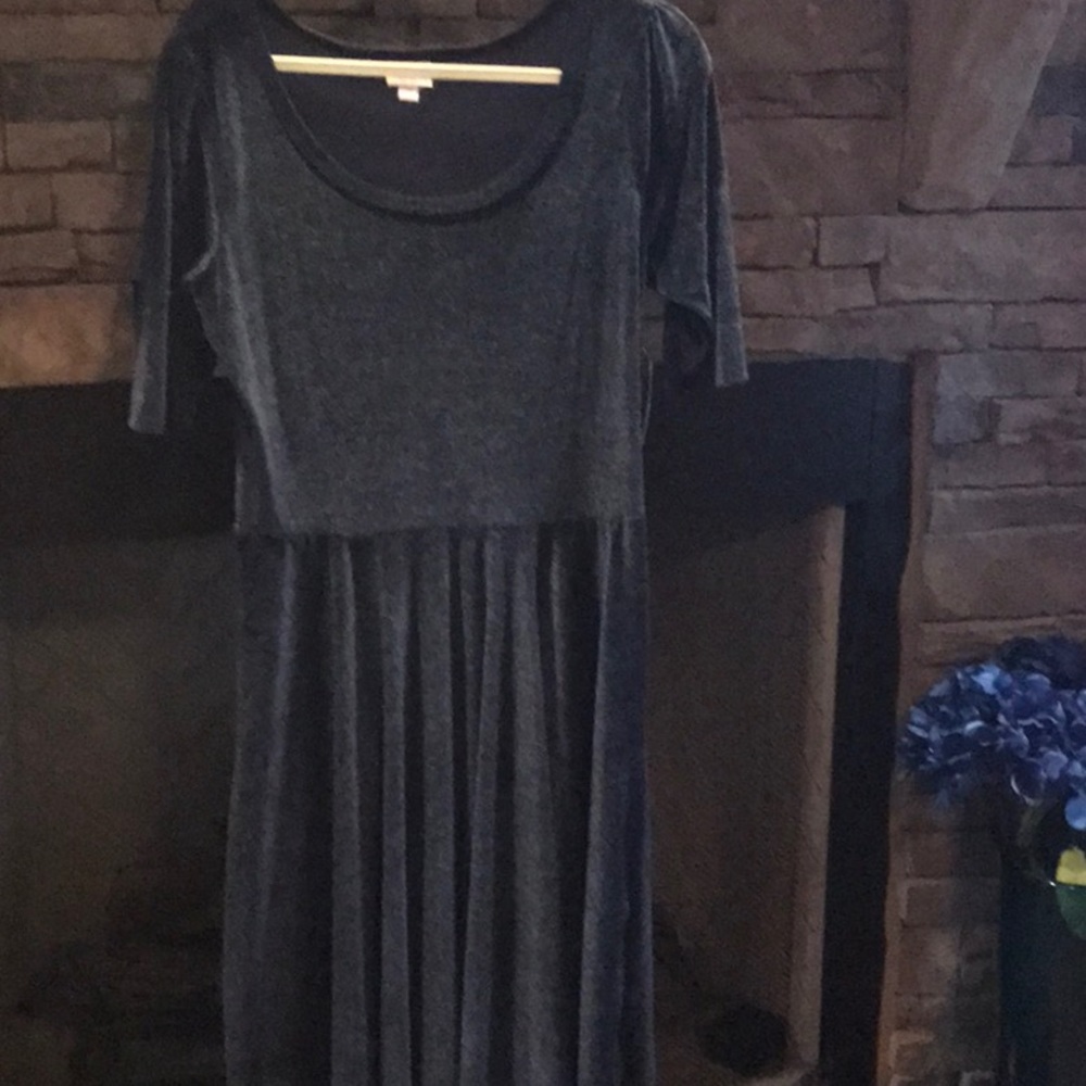 LulaRoe Holiday Navy stretch velvet Nicole.